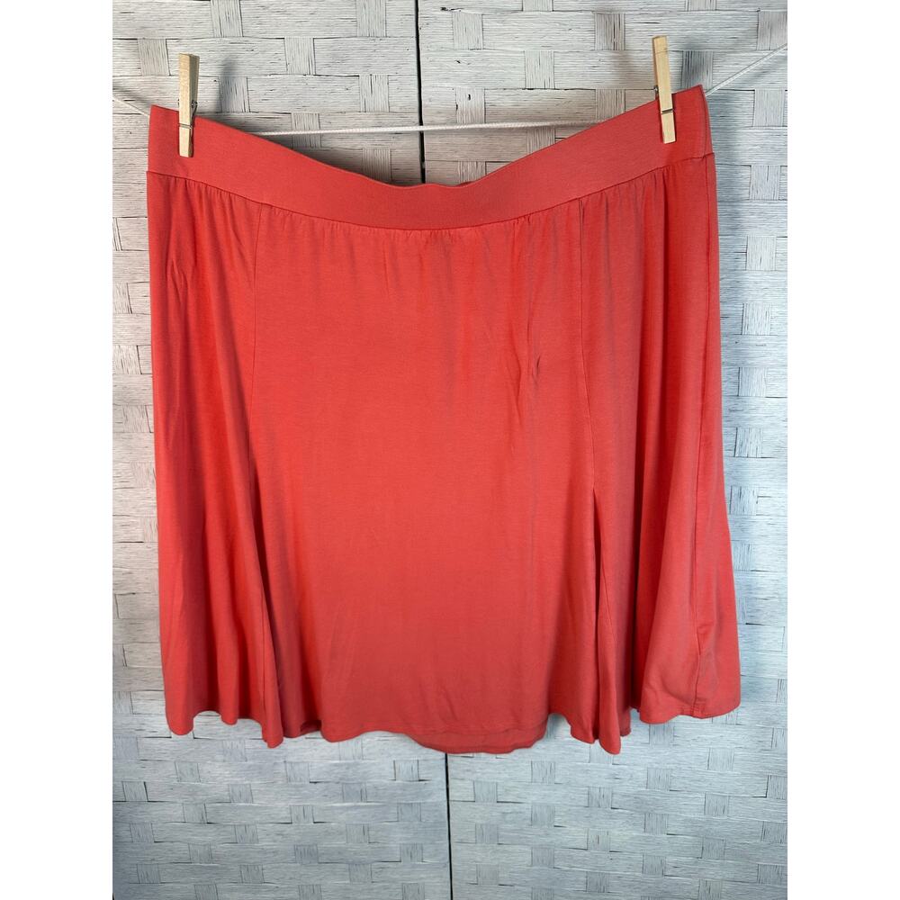 Torrid Womens orange knit skirt midi knee length stretchy waist summer plus size